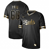 Reds 66 Yasiel Puig Black Gold Nike Cooperstown Collection Legend V Neck Jersey Dzhi,baseball caps,new era cap wholesale,wholesale hats